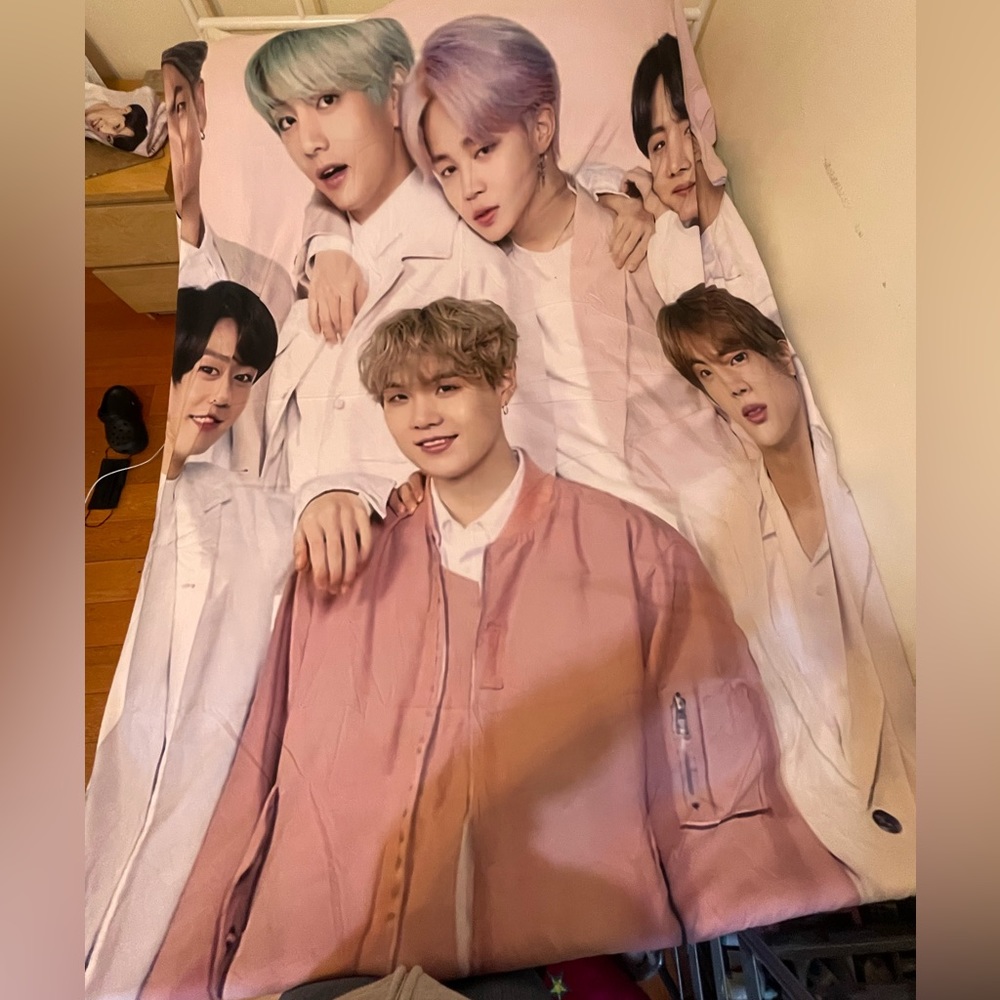 BTS Duvet Cover, Queen Size, Hot Pink